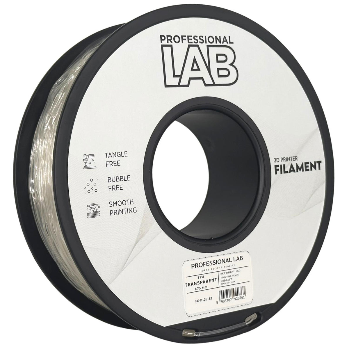 Transparentes TPU-Filament Spule, Prof. Lab, 1,75 mm