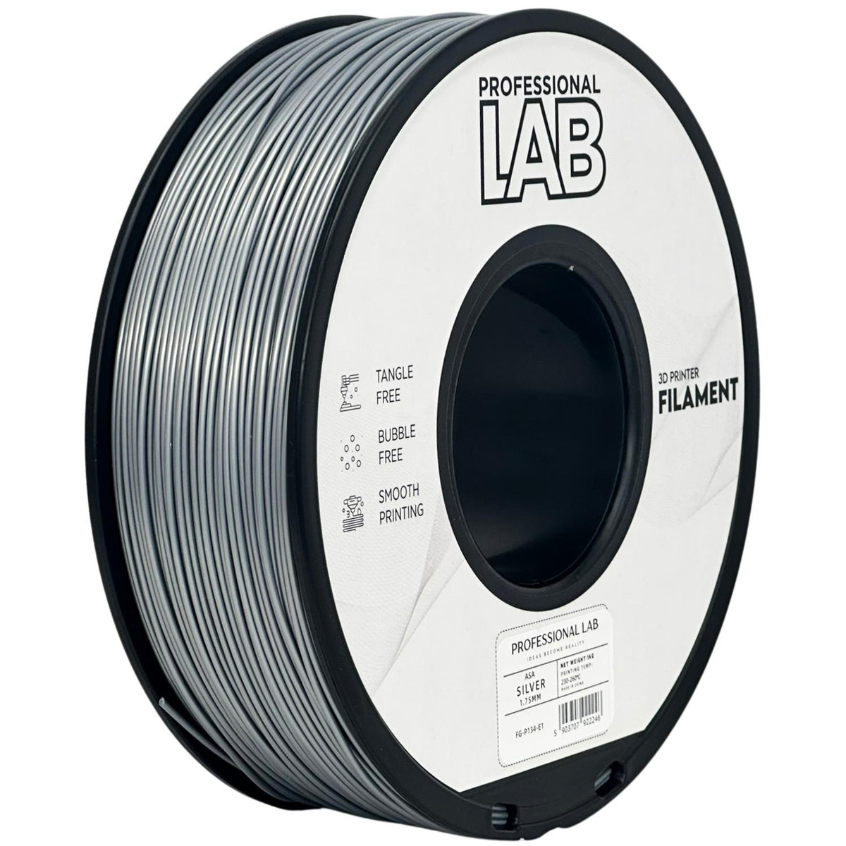 Spool of ASA silver filament, Prof. Lab, 1.75 mm