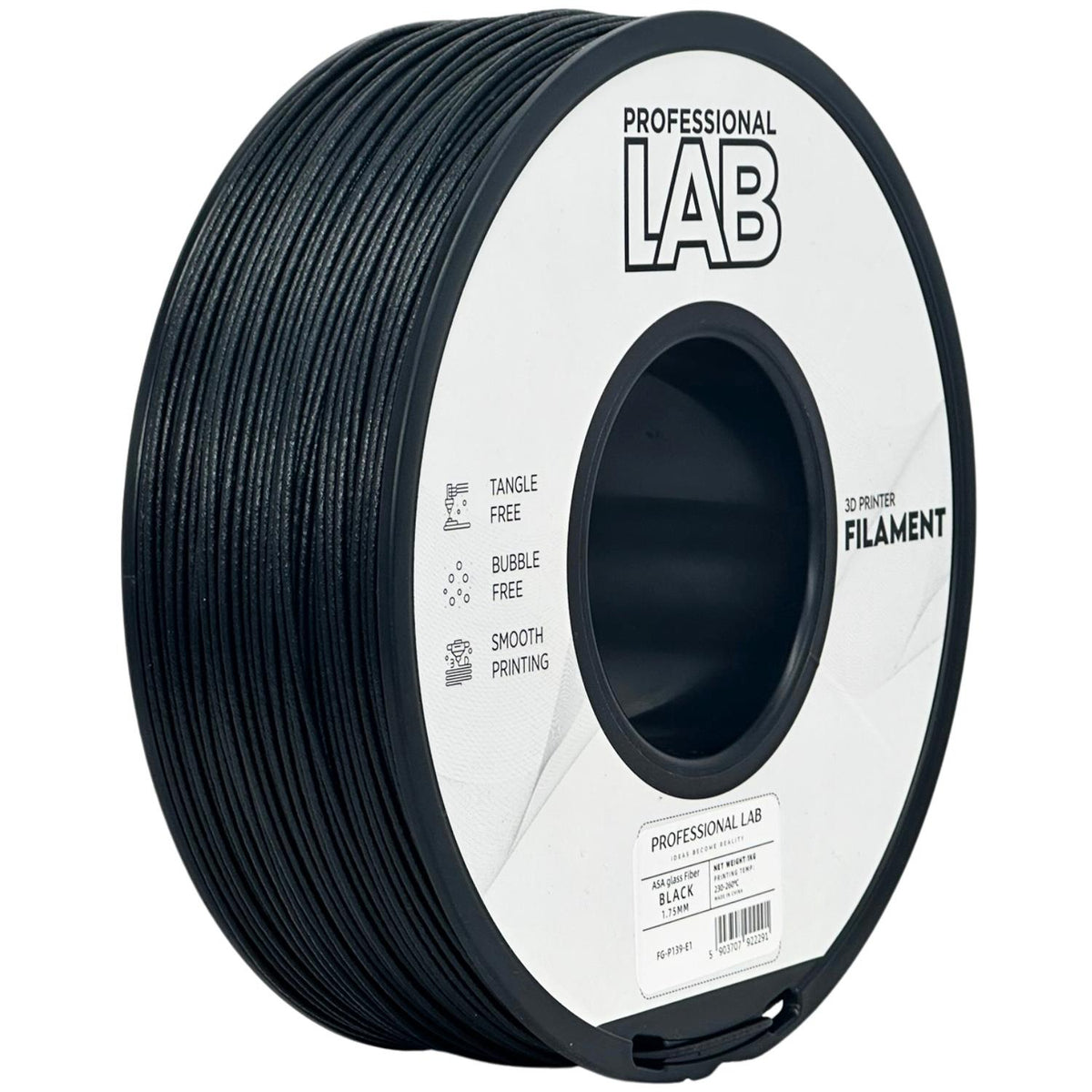 Spool of ASA-GF black filament, Prof. Lab, 1.75 mm