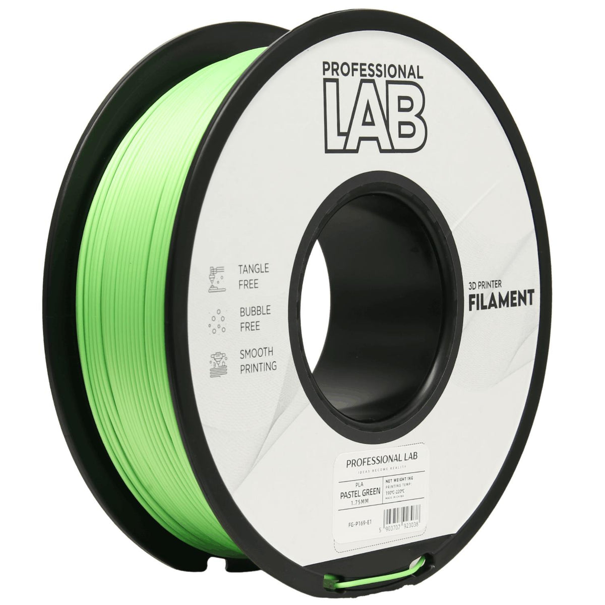 PLA-Filament, pastellgrün Spule, Prof. Lab, 1,75 mm