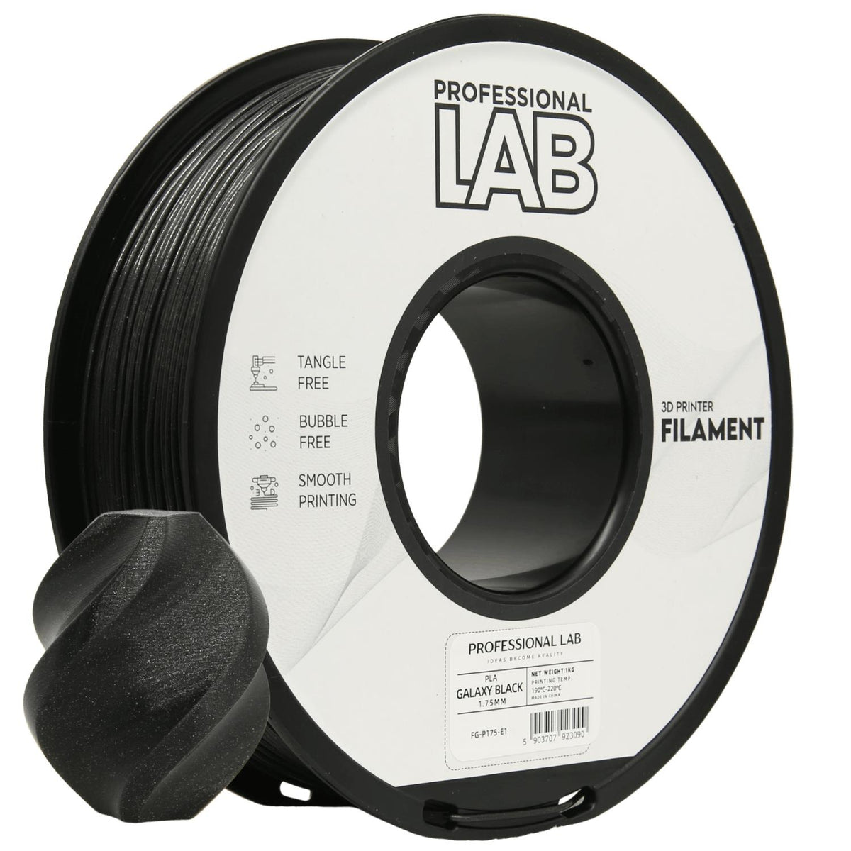 PLA-Filament Galaxy Schwarz Spule, Prof. Lab, 1,75 mm