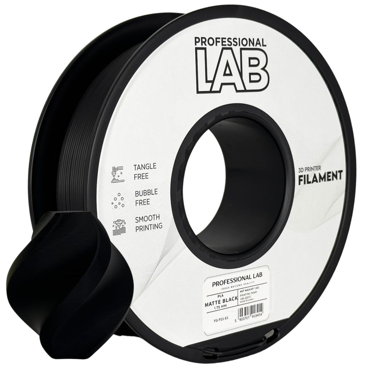 PLA-Filament, matt schwarz Spule, Prof. Lab, 1,75 mm