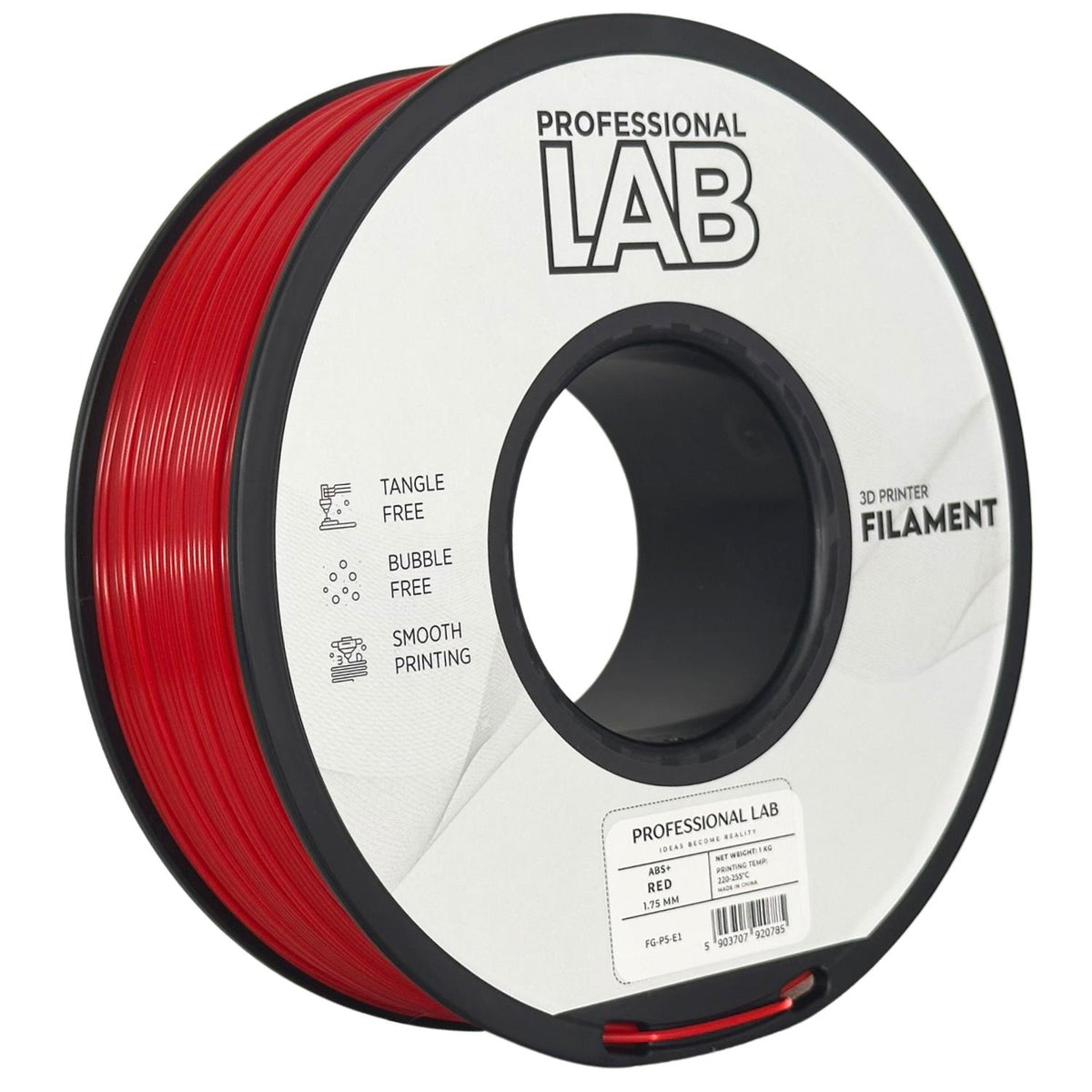 Spool of ABS+ red filament, Prof. Lab, 1.75 mm