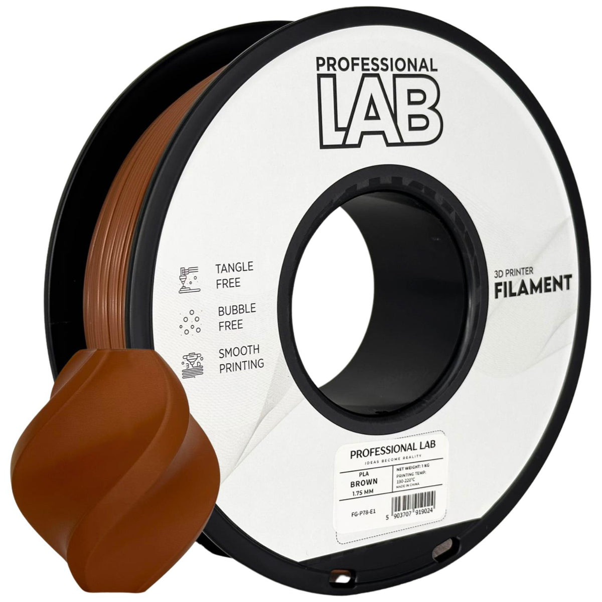 Spool of PLA brown filament, Prof. Lab, 1.75 mm