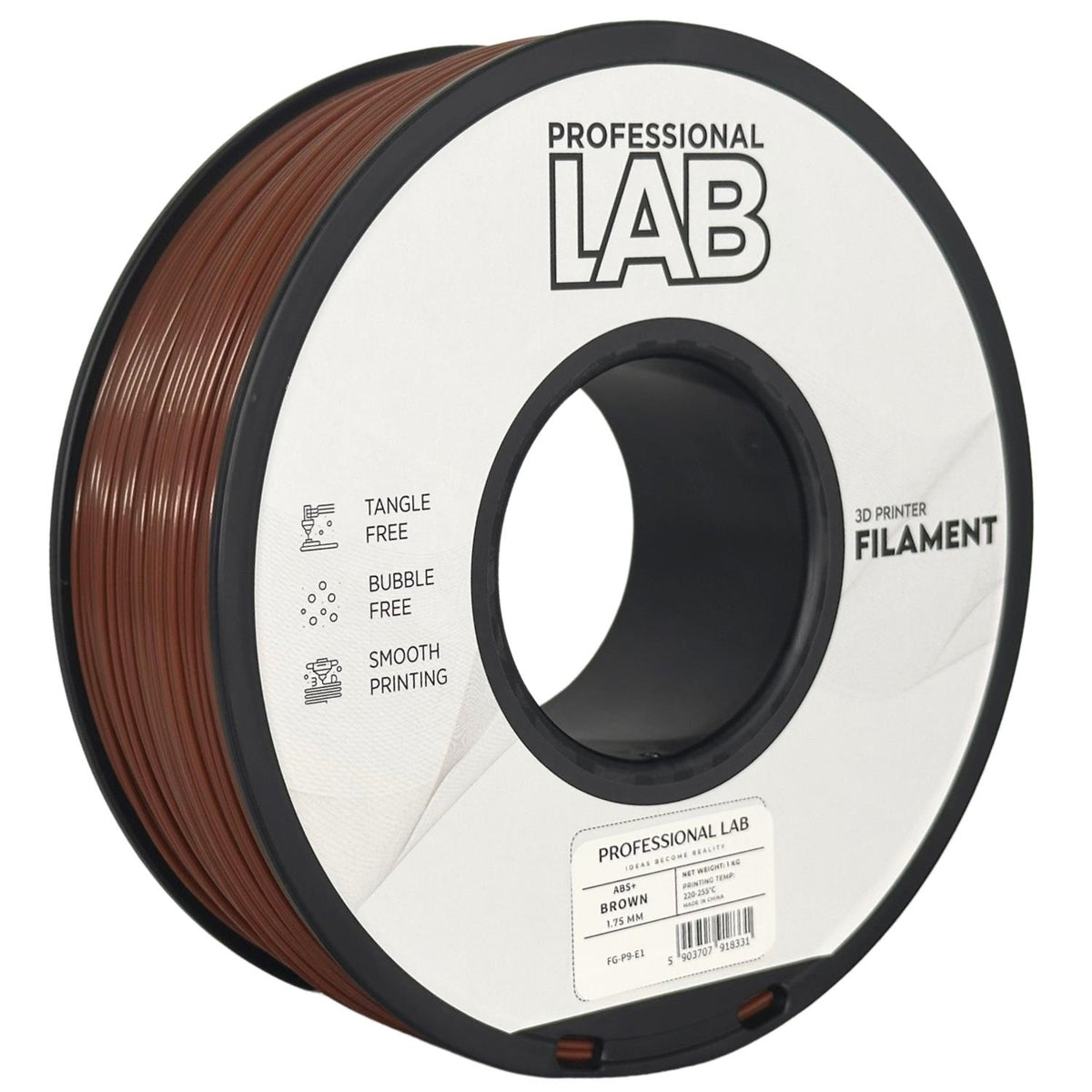 Spool of ABS+ brown filament, Prof. Lab, 1.75 mm