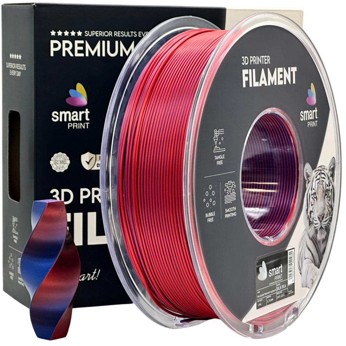 Spool of Silk PLA Dual Color Twilight Serenity filament, Smart Print, 1.75 mm