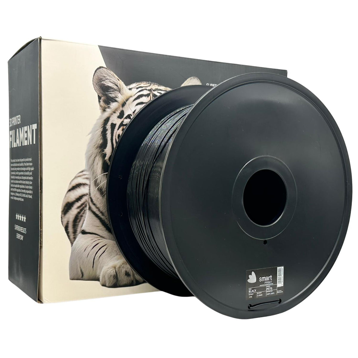 Spool of PETG black 3 kg filament, Smart Print, 1.75 mm