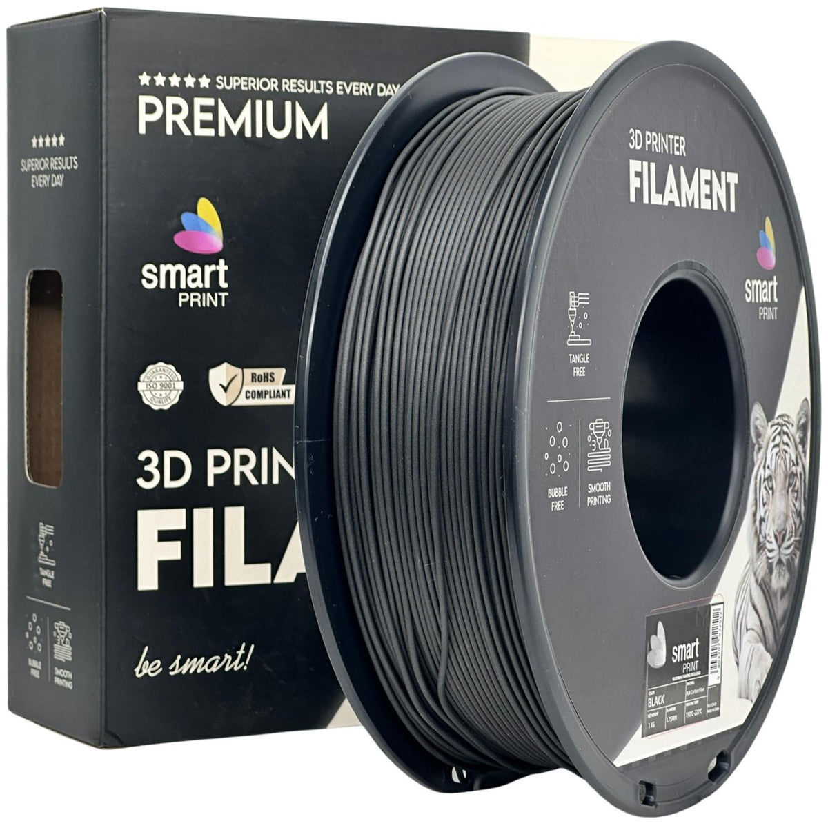PLA-CF Schwarz Filament Spule, Smart Print, 1,75 mm