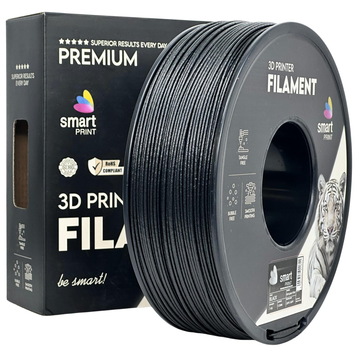 ASA-GF Schwarz Filament Spule, Smart Print, 1,75 mm