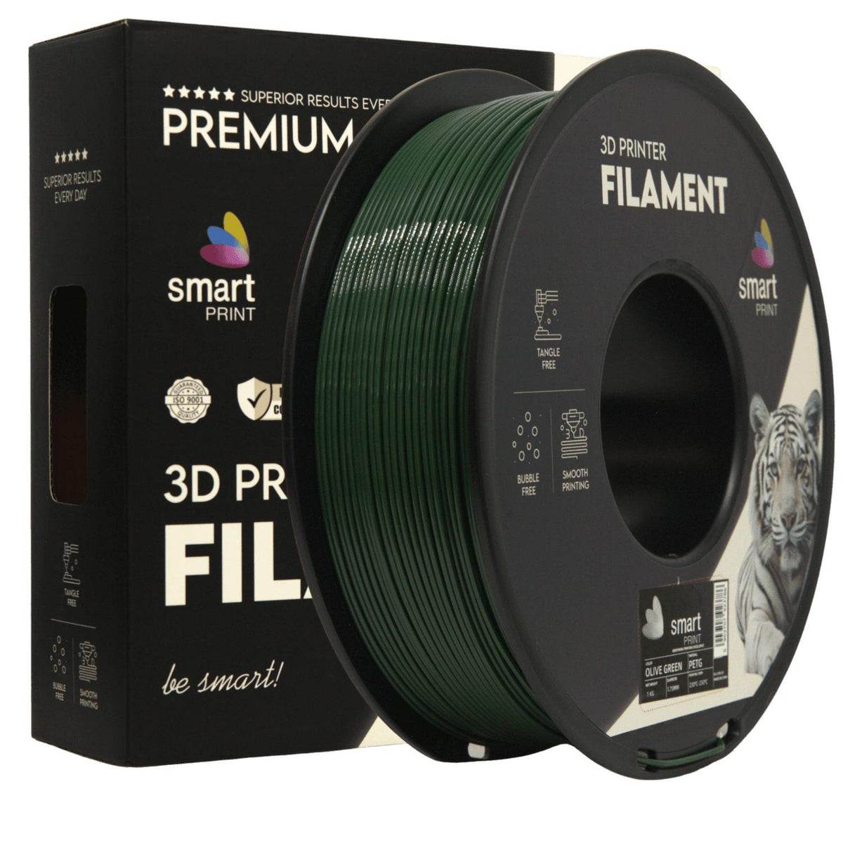 Spool of PETG olive green filament, Smart Print, 1.75 mm
