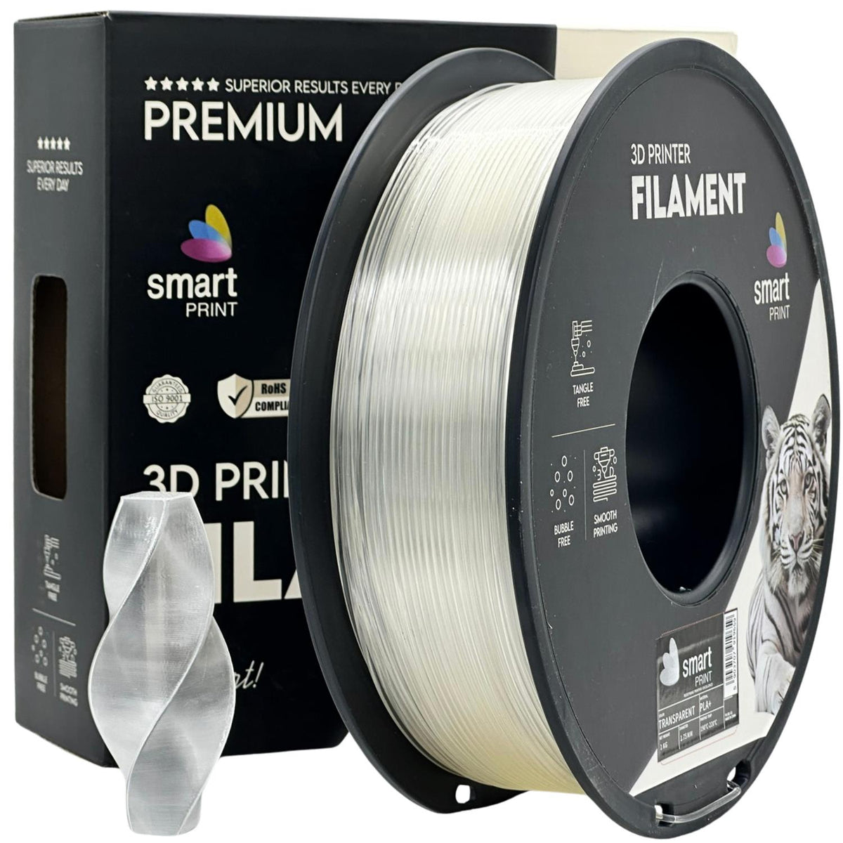 Spool of PLA+ transparent filament, Smart Print, 1.75 mm