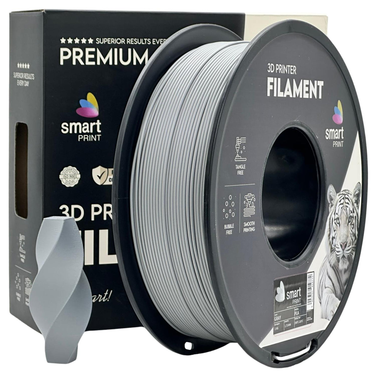 Spool of PLA grey filament, Smart Print, 1.75 mm