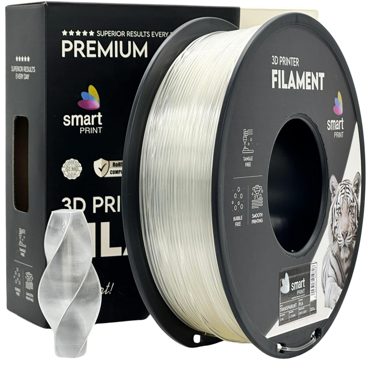 PLA-Filament transparent Spule, Smart Print, 1,75 mm